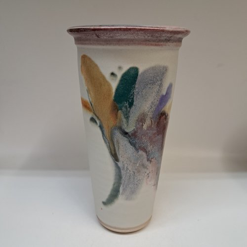 Click to view detail for #250759 Flower Vase, Sand/Rose/Teal $28